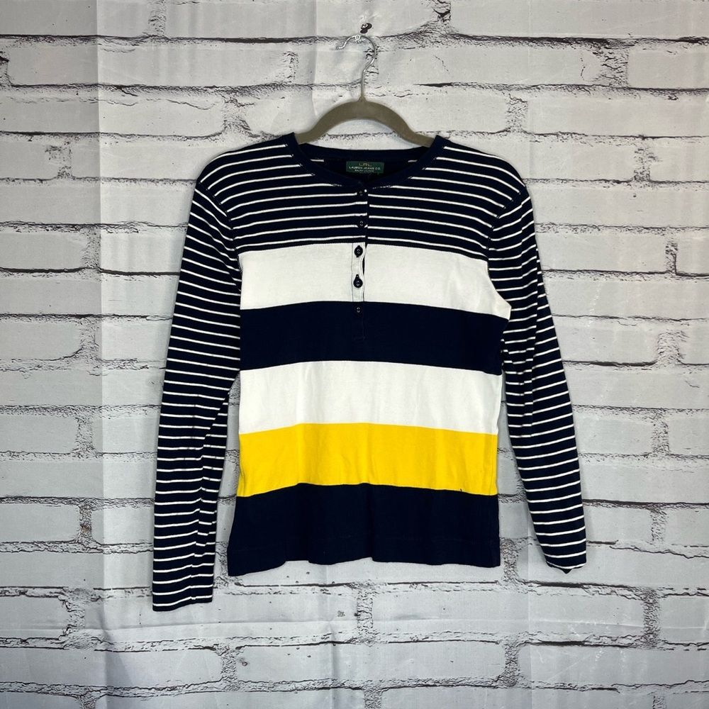 Vintage LRL Ralph Lauren ColorBlock Striped Long Sleeve Top Women’s S Y2K Preppy